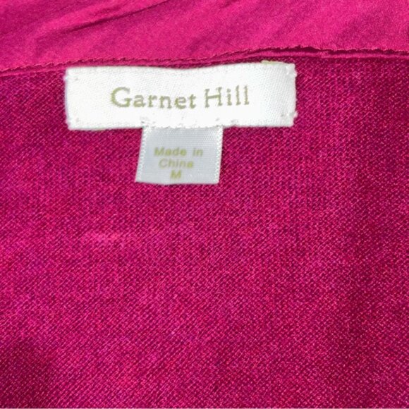 Garnet Hill Fuchsia Silk Blend Sweater Satin Bow Detail Medium Knit Old Money - Picture 2 of 13